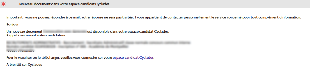 Exemple de message reçu