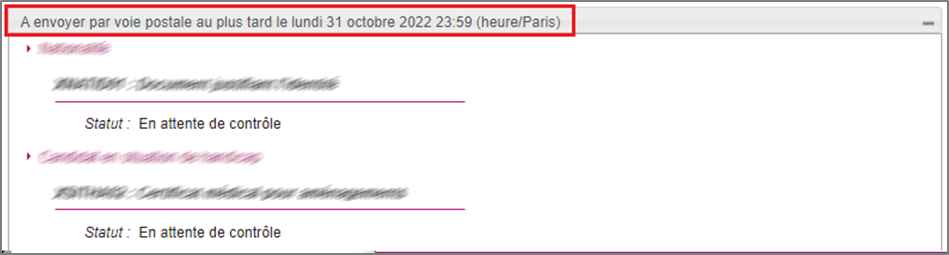 Exemple d'une modalité de retour par voie postale d'une pièce justificative