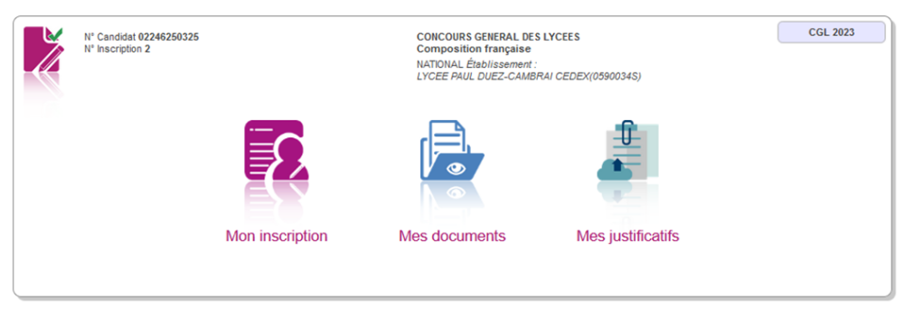 Détail d'une candidature au CGL