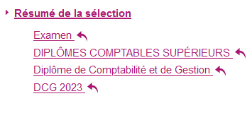 Exemple de choix d'inscription