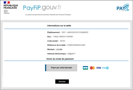 Page d'information sur la dette