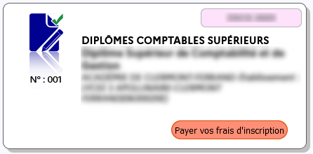 Exemple d'une candidature n'ayant pas encore réglé ses frais d'inscription