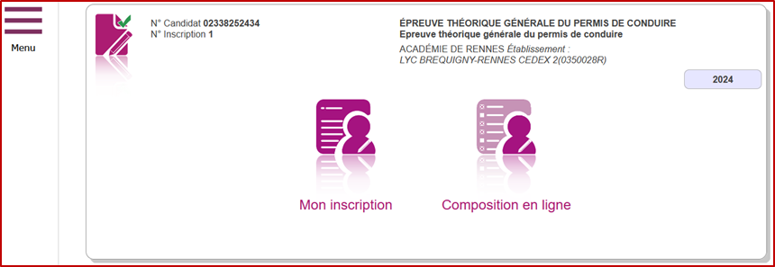 Page permettant d'accéder à la composition en ligne