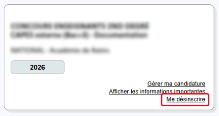 Bouton en forme de poubelle permettant de démarrer le processus de désinscription