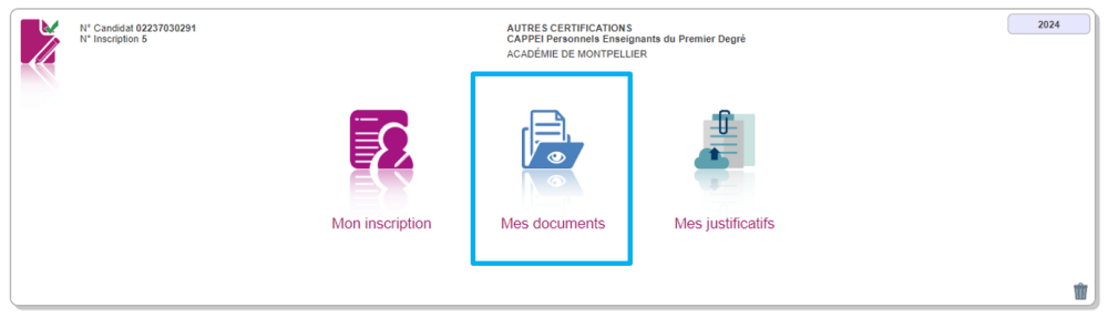 Bouton permettant d'accéder au menu contenant mes documents